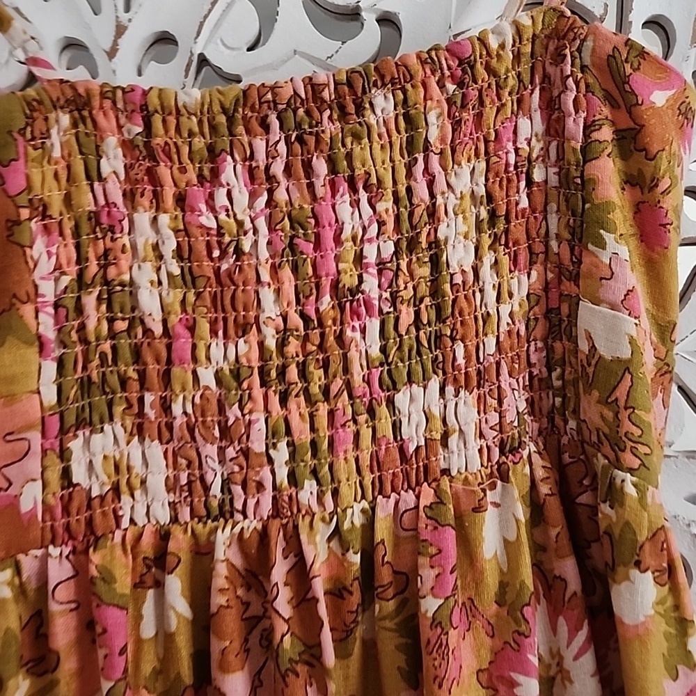 HOUSE OF HARLOW 196 P0 BOHEMIAN TIERED MAXI DRESS SMOKED BACK WOMENS SIZE XS - Picture 11 of 11